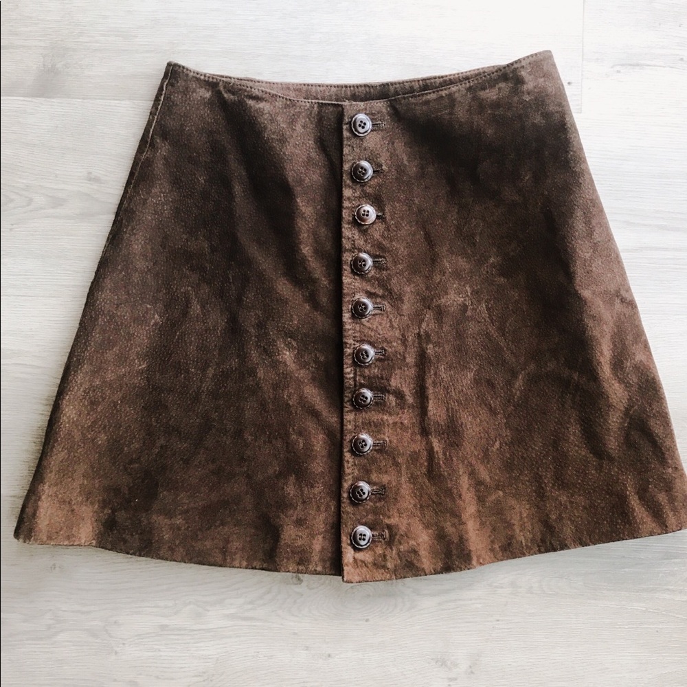 Express Vintage Leather Suede Skirt - Picture 1 of 4